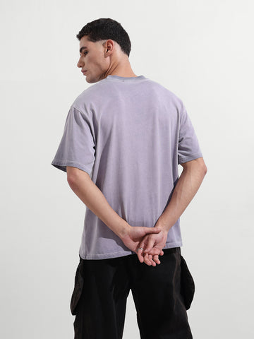Men's Purple Relaxed Fit Graphic Street Wear T-Shirt