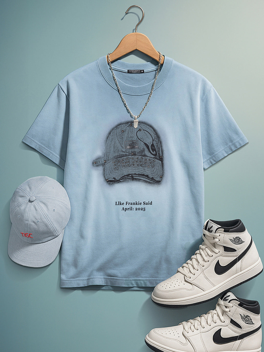 Men's Blue Relaxed Fit Graphic Printed 240 GSM Street Wear T-Shirt