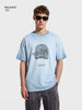 Men's Blue Relaxed Fit Graphic Printed 240 GSM Street Wear T-Shirt