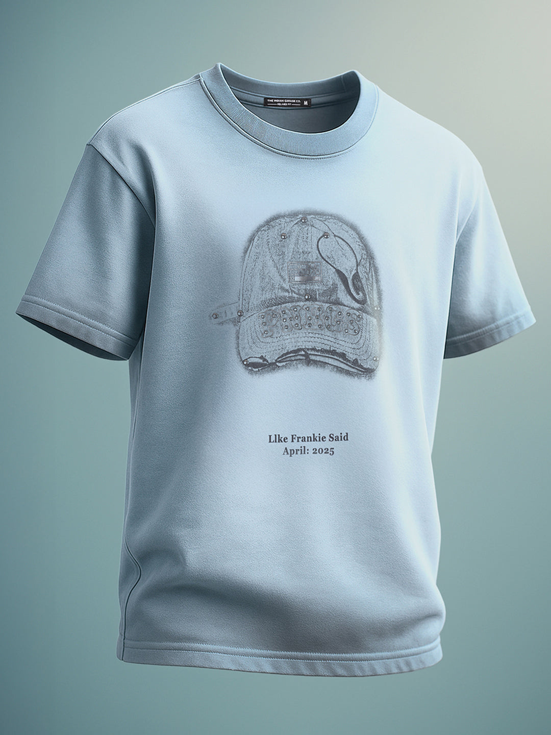 Men's Blue Relaxed Fit Graphic Printed 240 GSM Street Wear T-Shirt