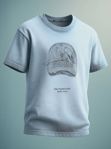 Men's Blue Relaxed Fit Graphic Printed 240 GSM Street Wear T-Shirt