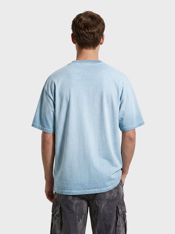 Men's Blue Relaxed Fit Graphic Printed 240 GSM Street Wear T-Shirt