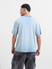 Men's Blue Relaxed Fit Graphic Street Wear T-Shirt