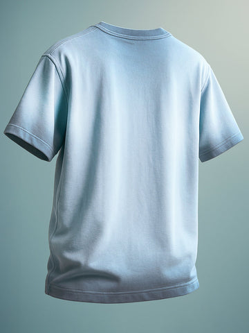 Men's Blue Relaxed Fit Graphic Printed 240 GSM Street Wear T-Shirt