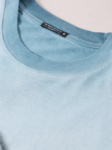 Men's Blue Relaxed Fit Graphic Printed 240 GSM Street Wear T-Shirt