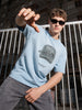 Men's Blue Relaxed Fit Graphic Printed 240 GSM Street Wear T-Shirt