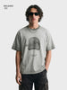 Men's Grey Relaxed Fit Graphic Printed 240 GSM Street Wear T-Shirt