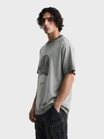 Men's Grey Relaxed Fit Graphic Printed 240 GSM Street Wear T-Shirt