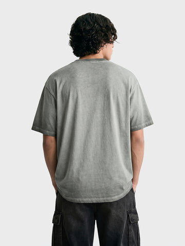 Men's Grey Relaxed Fit Graphic Printed 240 GSM Street Wear T-Shirt