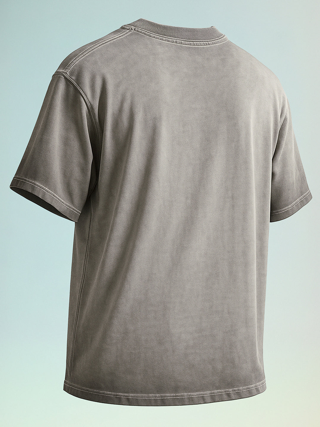 Men's Grey Relaxed Fit Graphic Printed 240 GSM Street Wear T-Shirt