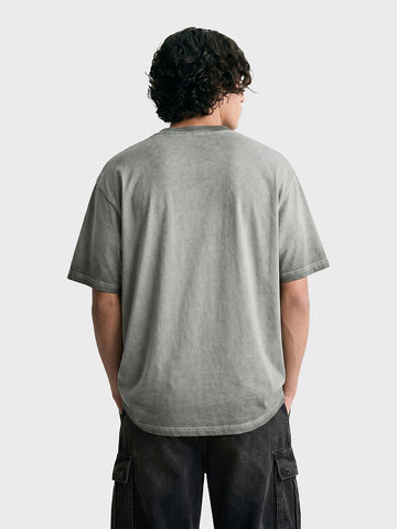 Men's Grey Relaxed Fit Graphic Printed 240 GSM Street Wear T-Shirt