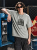 Men's Grey Relaxed Fit Graphic Printed 240 GSM Street Wear T-Shirt