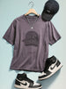 Men's Purple Relaxed Fit Graphic Printed 240 GSM Street Wear T-Shirt