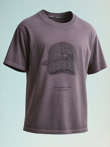 Men's Purple Relaxed Fit Graphic Printed 240 GSM Street Wear T-Shirt