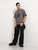 Men's Purple Relaxed Fit Graphic Street Wear T-Shirt