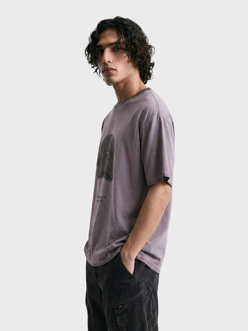 Men's Purple Relaxed Fit Graphic Printed 240 GSM Street Wear T-Shirt