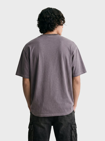 Men's Purple Relaxed Fit Graphic Printed 240 GSM Street Wear T-Shirt
