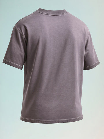 Men's Purple Relaxed Fit Graphic Printed 240 GSM Street Wear T-Shirt
