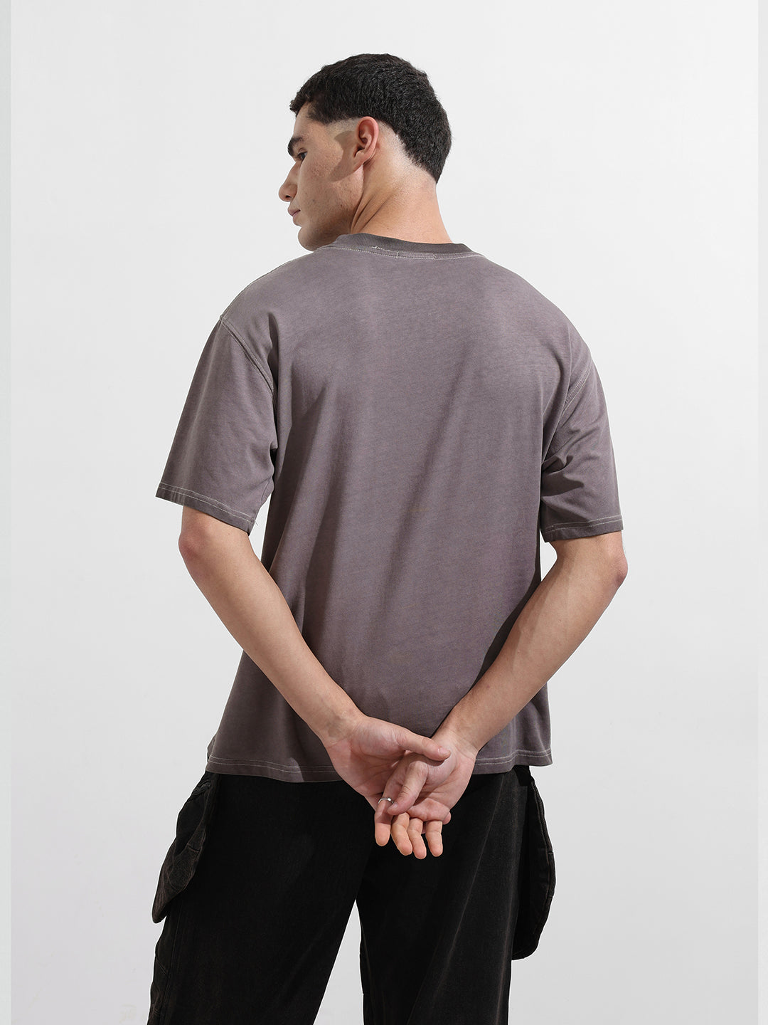 Men's Purple Relaxed Fit Graphic Street Wear T-Shirt