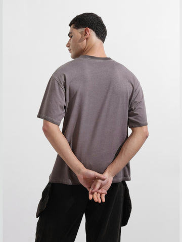 Men's Purple Relaxed Fit Graphic Street Wear T-Shirt