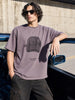 Men's Purple Relaxed Fit Graphic Printed 240 GSM Street Wear T-Shirt