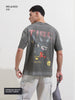 Men's Grey Relaxed Fit Graphic Printed 240 GSM Street Wear T-Shirt