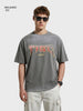 Men's Grey Relaxed Fit Graphic Printed 240 GSM Street Wear T-Shirt