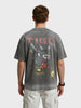 Men's Grey Relaxed Fit Graphic Printed 240 GSM Street Wear T-Shirt