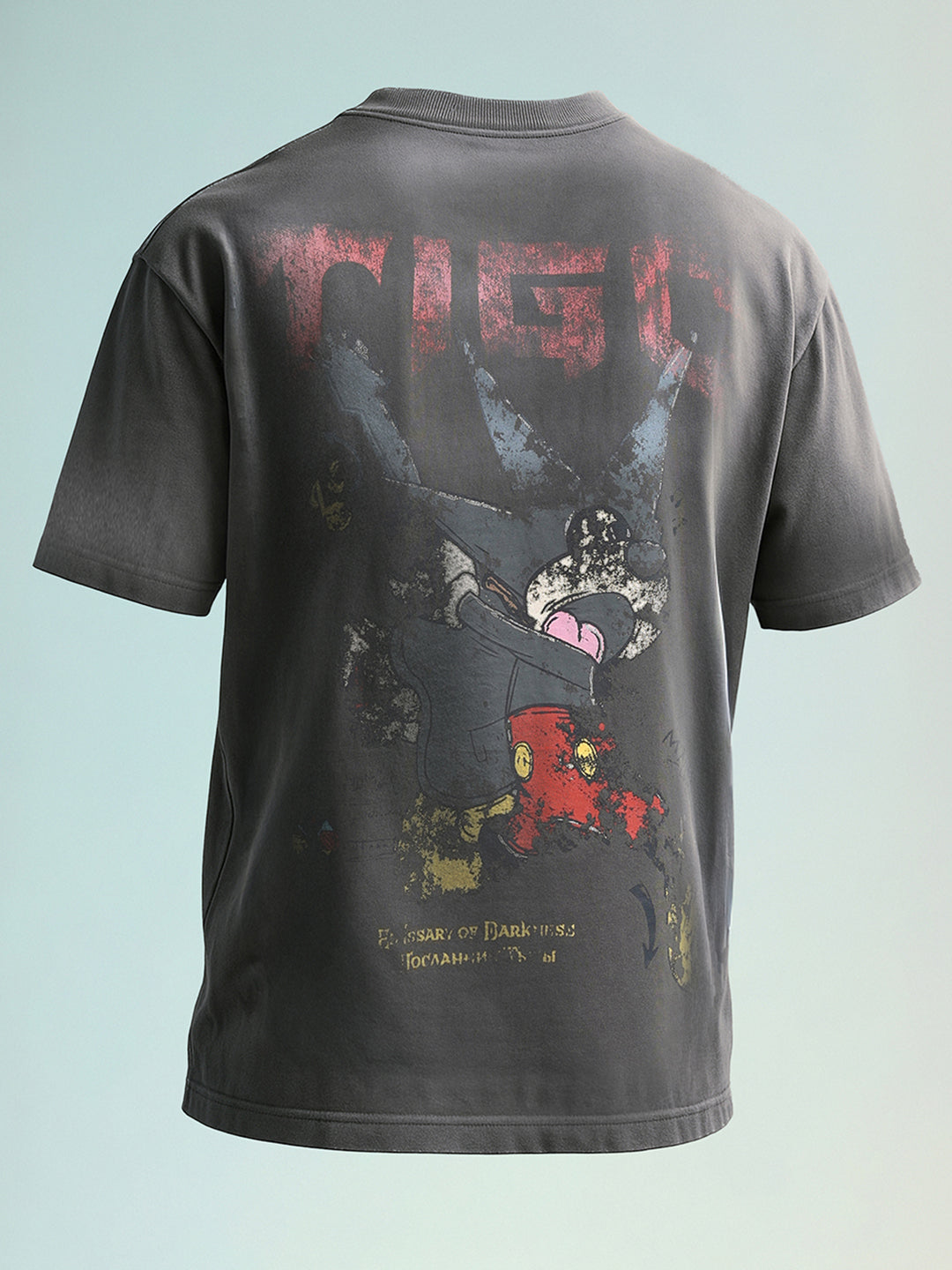 Men's Grey Relaxed Fit Graphic Printed 240 GSM Street Wear T-Shirt