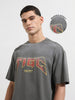 Men's Grey Relaxed Fit Graphic Printed 240 GSM Street Wear T-Shirt