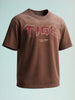 Men's Brown Relaxed Fit Graphic Printed 240 GSM Street Wear T-Shirt