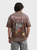 Men's Brown Relaxed Fit Graphic Printed 240 GSM Street Wear T-Shirt