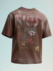 Men's Brown Relaxed Fit Graphic Printed 240 GSM Street Wear T-Shirt