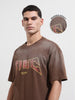 Men's Brown Relaxed Fit Graphic Street Wear T-Shirt