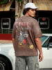 Men's Brown Relaxed Fit Graphic Printed 240 GSM Street Wear T-Shirt