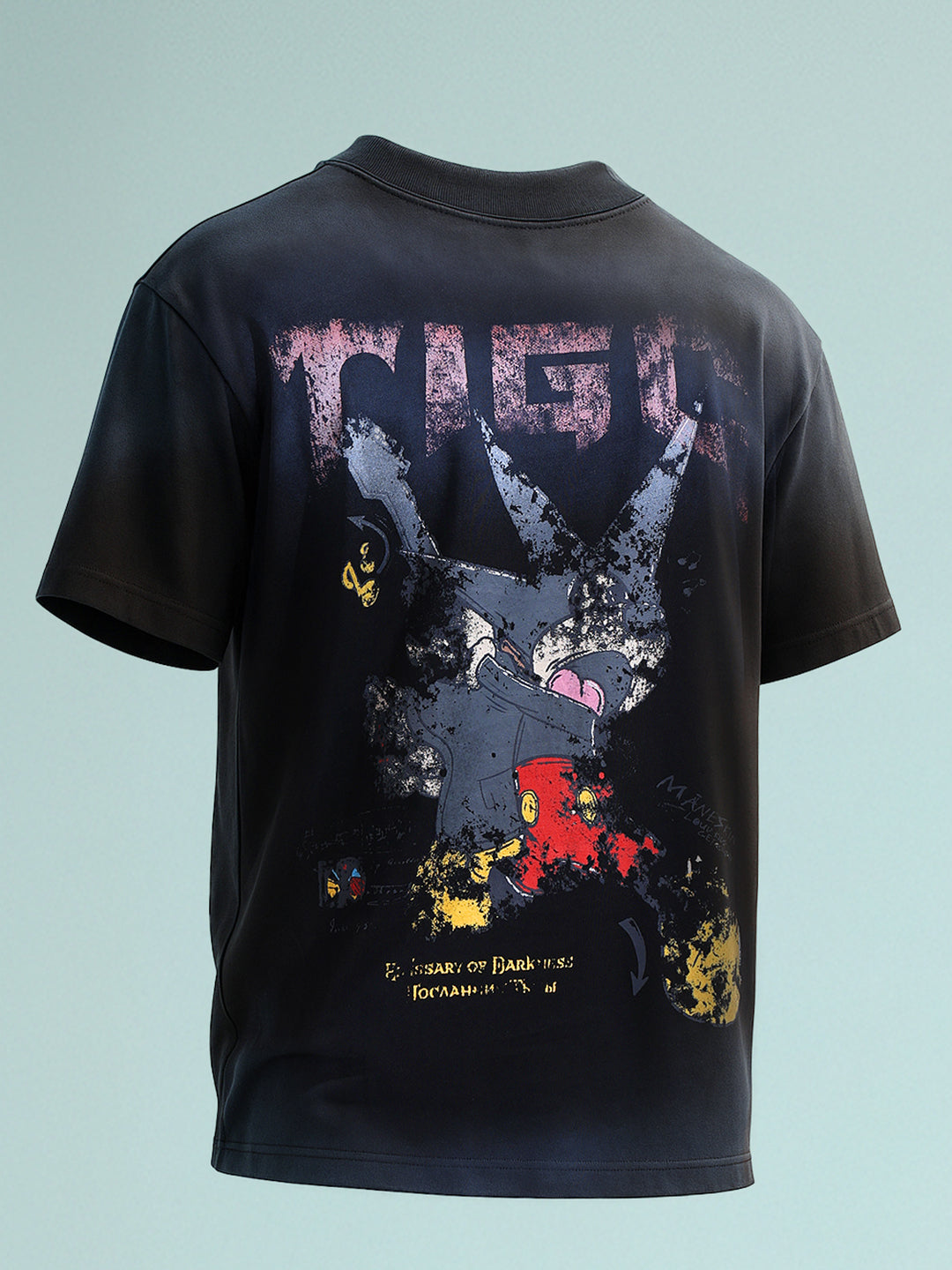 Men's Black Relaxed Fit Graphic Printed 240 GSM Street Wear T-Shirt