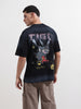 Men's Black Relaxed Fit Graphic Street Wear T-Shirt