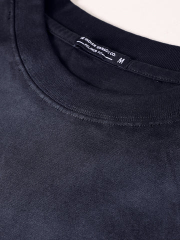 Men's Black Relaxed Fit Graphic Printed 240 GSM Street Wear T-Shirt