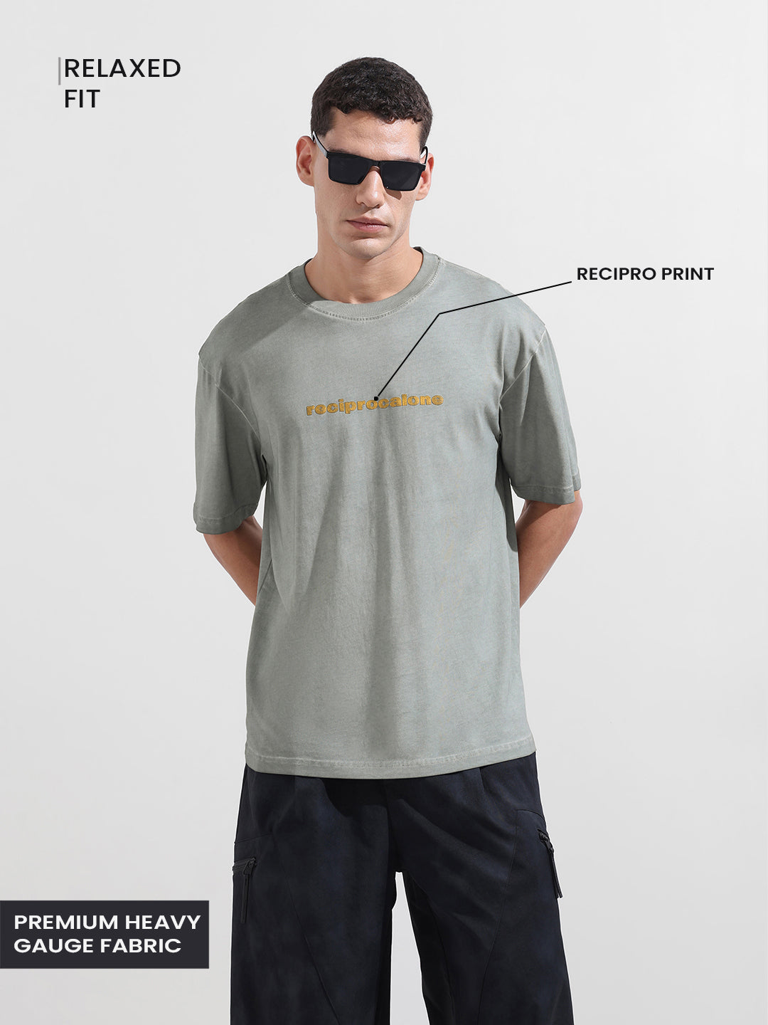 Men's Grey Relaxed Fit Graphic Street Wear T-Shirt