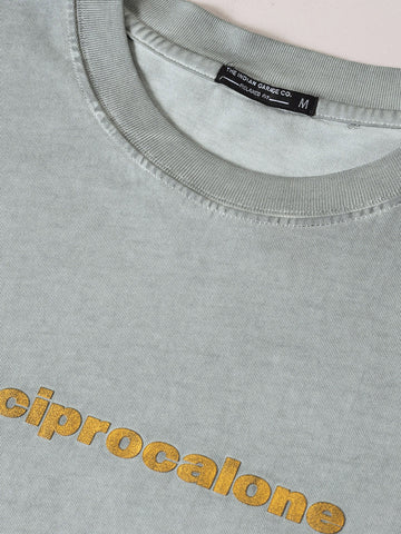 Men's Grey Relaxed Fit Graphic Printed 240 GSM Street Wear T-Shirt