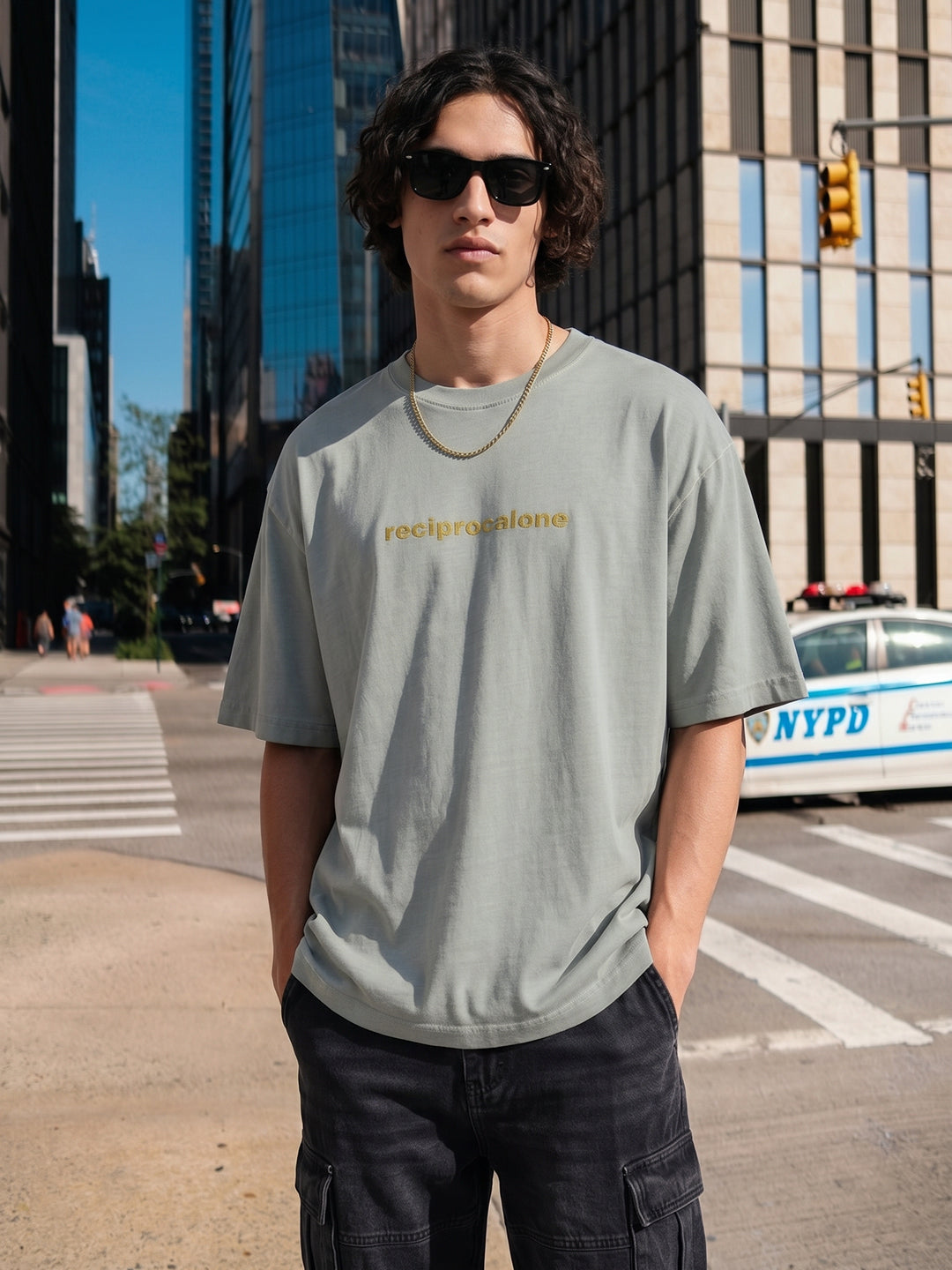 Men's Grey Relaxed Fit Graphic Printed 240 GSM Street Wear T-Shirt