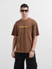 Men's Brown Relaxed Fit Graphic Street Wear T-Shirt