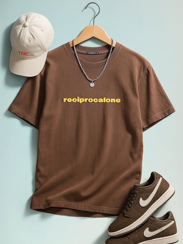 Men's Brown Relaxed Fit Graphic Printed 240 GSM Street Wear T-Shirt