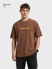 Men's Brown Relaxed Fit Graphic Printed 240 GSM Street Wear T-Shirt