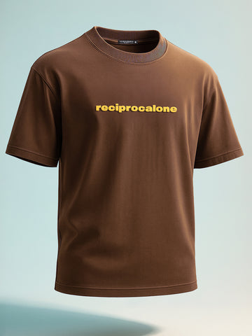 Men's Brown Relaxed Fit Graphic Printed 240 GSM Street Wear T-Shirt