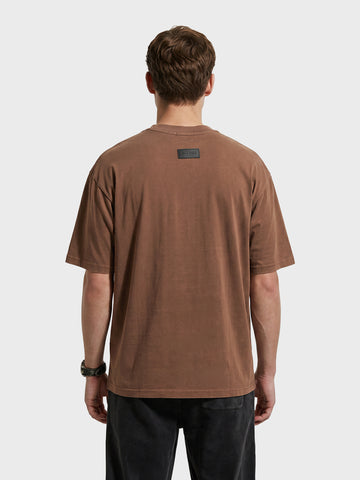 Men's Brown Relaxed Fit Graphic Printed 240 GSM Street Wear T-Shirt