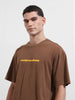 Men's Brown Relaxed Fit Graphic Street Wear T-Shirt
