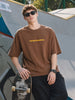 Men's Brown Relaxed Fit Graphic Printed 240 GSM Street Wear T-Shirt