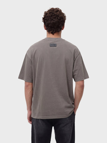 Men's Grey Relaxed Fit Graphic Printed 240 GSM Street Wear T-Shirt
