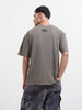 Men's Grey Relaxed Fit Graphic Street Wear T-Shirt